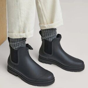 EVERLANE The Rain Boot Solid Black Lug Sole Chunky Pull On Waterproof